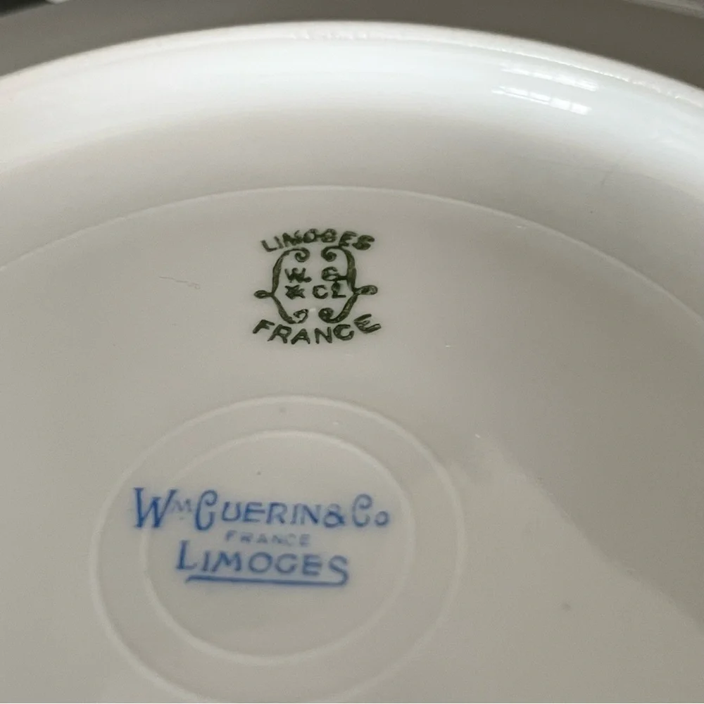 SET of 4 Gold & White Octagon Luncheon Lates - Guerin Limoges